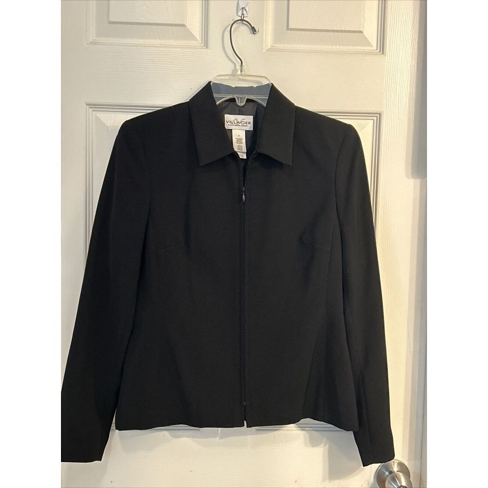 NWT! Villager By Liz Claiborne Women's Black Zip Dress Jacket 4 Career Ess